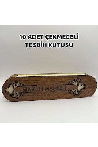 10 Adet Çekmeceli Tesbih Kutusu - Ceviz Model-747 04
