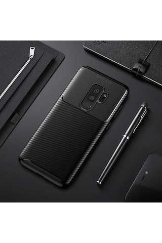 Samsung Galaxy Uyumlu S9 Plus Kılıf Kamera Çıkıntılı Karbon Fiber Dokulu Renk Atmaz Kapak Negro Samsung Galaxy Uyumlu S9 Plus Kılıf Kamera Çıkıntılı Karbon Fiber Dokulu Renk Atmaz Kapak Negro