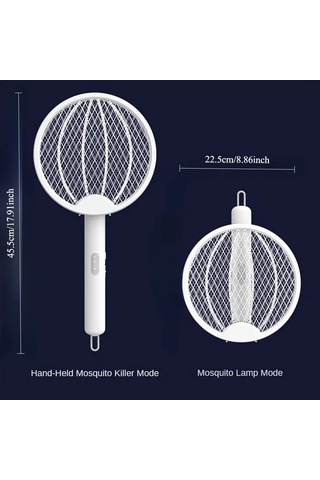 Boatshop1 Grey Katlanabilir Elektrikli Sivrisinek Raket Ve Lamba Akıllı Böcek Kontrolü 5 Sahne İçin Uygun