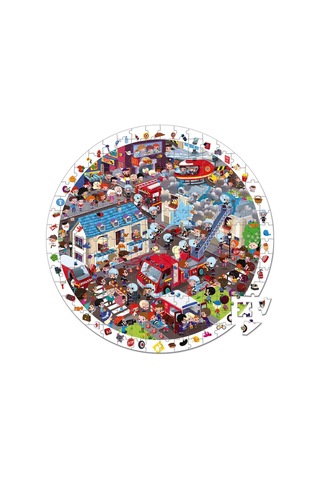 Janod 208 Parça Çantalı Yuvarlak Puzzle Ve Bulmaca Itfaiyeci