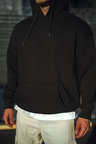 Mbb E-ticaret Erkek 3 İplik Pamuklu Kapüşonlu Basic Sweatshirt Hoodie - Siyah