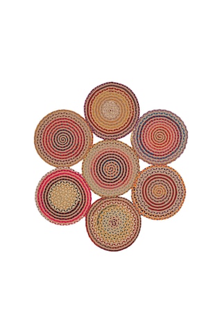 Cool Halı Luke 414 Renkli Yuvarlak Halı Bohem Örgü Hasır Kilim Dekoratif Mutfak Balkon Banyo Halısı