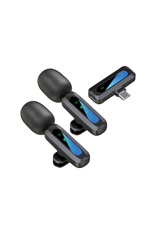 Mufunye Kablosuz Yaka Mikrofonu Sistemi Çift Mikrofon Gürültü Azaltma Kablosuz İletim Hafif Tak Ve Çalıştır F