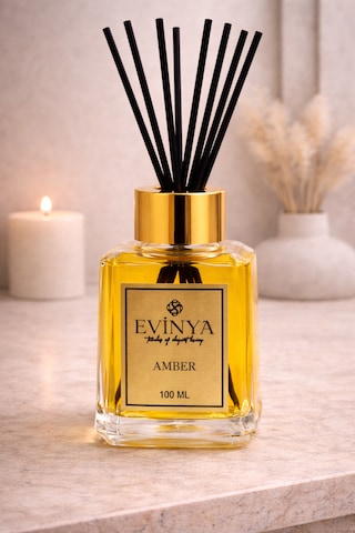 Amber Bambu Çubuklu Oda Kokusu 100 Ml Kalıcı Reed Diffuser