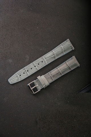 Hakiki Deri 18mm Akıllı Pimli Saat Kordonu Gümüş