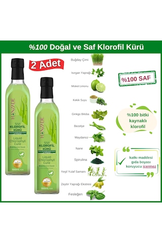 Hanzade Bitkisel Sıvı Klorofil Kürü Cam 2 x 500 ML