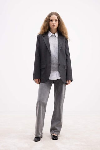 Defacto Oversize Geniş Kalıp Ceket Yaka Düğmeli Çizgili Blazer Ceket D6879ax24auar151 Antrasit