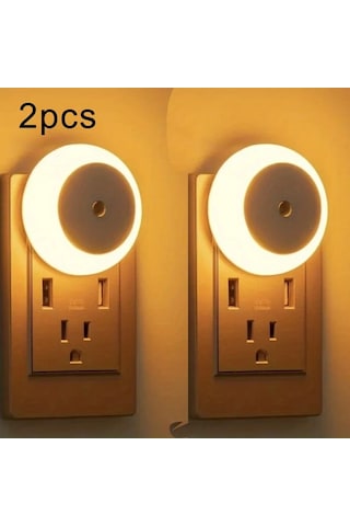 Maxaccess 1/2 Adet Otomatik Sensörlü Dokunmatik Gece Lambası, Amerikan Fişi, Koridor, Banyo, Yatak Odası, Mutfak, Oturma Odası İçin, Sıcak Işık, 2'li Paket
