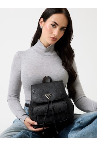 Guess Cresidia 4g Şakayık Logolu Kadın Mini Sırt Çantası Hwpd9888310 Siyah