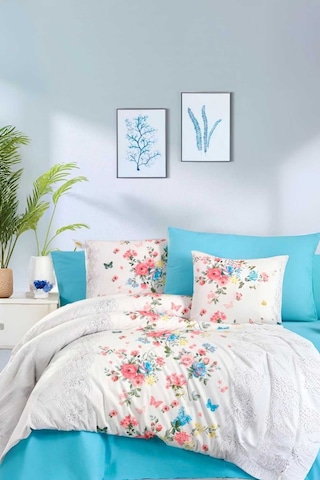 Çift Kişilik Ranforce Nevresim Takımı %100 Pamuklu Butterfly Renkli