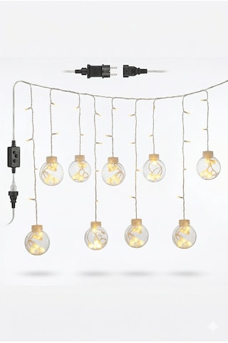 3 Metre 10 Toplu Perde Led Işık - Gün Işığı Şeffaf Dekoratif Aydınlatma - 8 Fonksiyonlu Led Diğer