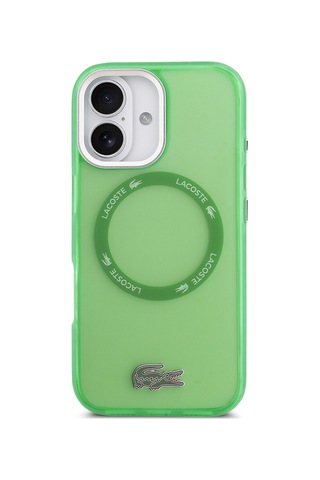 Apple Uyumlu iPhone 17 Kılıf Lacoste Lisanslı M-safe Özellikli İkonik Timsah Logolu Buzlu Kapak Yeşil Yeşil