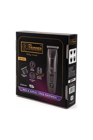 Saç Sakal Kesme Traş Makinesi Şarjlı Dijital Göstergeli 180 Döner Başlık 3-6-9-12mm Tarak Mr-6007 Bx40