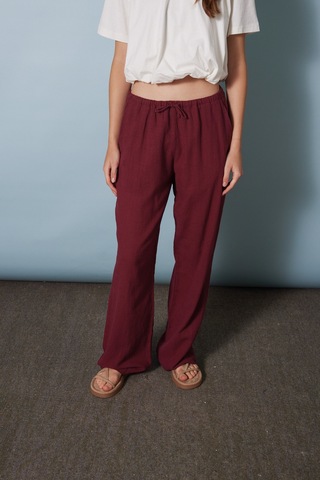 Avrile Bağcıklı Pantolon Bordo