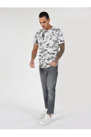Colin'S Regular Fit Bisiklet Yaka Baskılı Beyaz Erkek Kısa Kol Tişört Cl1061147_Q1.V1_Ofw