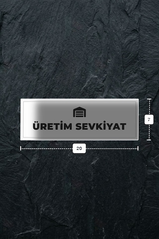 Üretım Sevkıyat Yazılı - Metal - Beyaz Renk - Kapı İsimliği - 20x7 Cm
