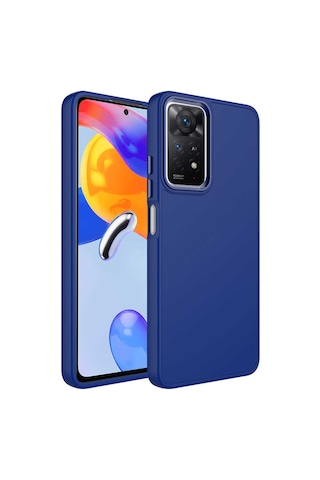 Goocamp Redmi Note 11 Pro 5g Kılıf Metal Çerçeve Ve Buton Tasarımlı Silikon Luna Kap Lacivert
