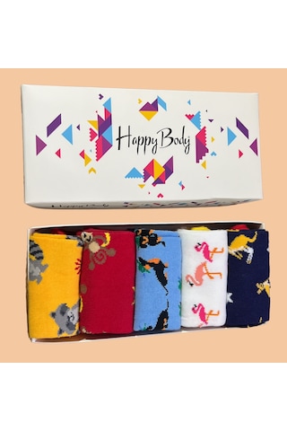 Happy Body Çorap (ART.13320) 5 Çift Hayvan Motifli Soket Çok Renkli