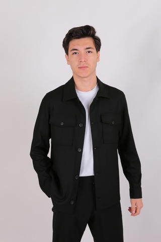 Twın Lıon Twin Lıon 1033 Slimfit Dış Gömlek Mont Siyah