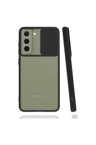 Noktaks Samsung Galaxy Uyumlu S22 Kılıf Slayt Sürgülü Arkası Buzlu Lensi Kapak Siyah T21732