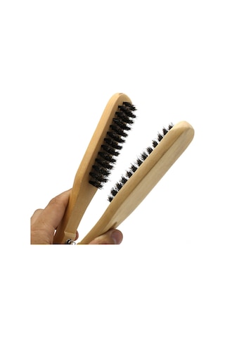 Yifomall Ahşap V Şekilli Saç Düzleştirme Fırçası - Çift Taraflı Doğal Tarak