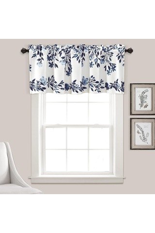 Lexroo Tanisha Oda Karartma Pencere Perdesi Saçağı, 45,72 Cm U X 132,08 Cm G, Lacivert Ve Beyaz