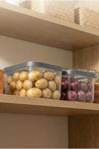 2'li 12 Lt Multibox Füme Kayar Kapaklı Saklama Kabı & Erzak Kabı & Patates Soğan Kovası Beyaz