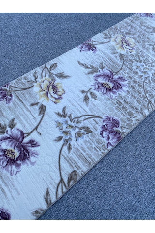Mor Sarı Kesme Yolluk 80x230 Kesme Saçaklı Akrilik Halı