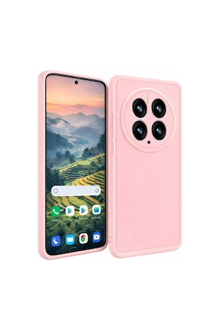 Huawei Mate 50 Pro Uyumlu Kamera Çıkıntılı Mat Silikon Telefon Kılıfı Pembe