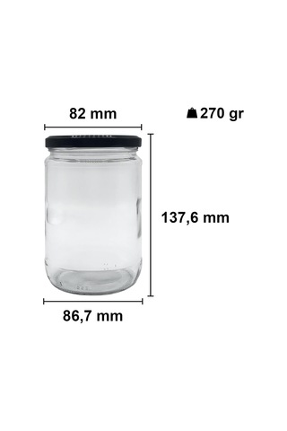 Afracam 660 Ml Metal Siyah Kapaklı Şeffaf Cam Kavanoz 12 Adet Çok Renkli