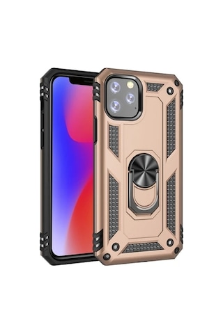 Ally Apple iPhone Uyumlu 11 Pro 5.8 İnch Yüzüklü Kılıf Armor Shockproof Ring Kılıf- 5775 Gri