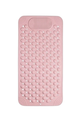 Vantuzlu Dikdörtgen Duş Kaydırmaz Paspas, Küvet İçi Banyo Zemini Ayak Masaj Halısı 70x36cm Pembe
