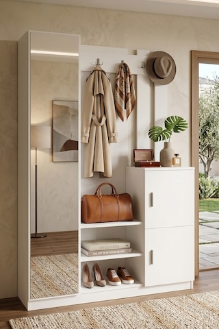 Yurudesign Roger Vestiyer Portmanto Ayakkabılık Beyaz DD7-W