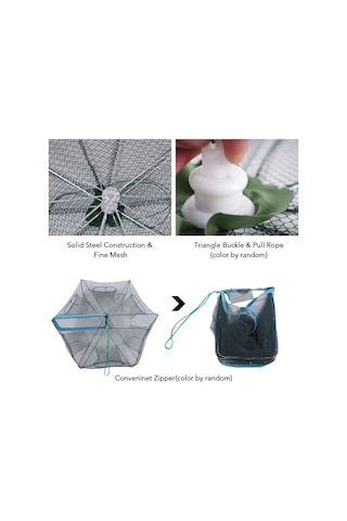 Xindoker 6 Delikli Kare Balık Ve Karides Tutma Ağı - Balık Avı Kafesi, Pratik Taşıma Ve Saklama