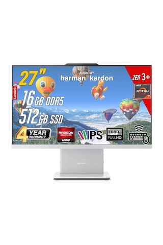 Lenovo IdeaCentre F0HQ00ADTR R7-7735HS 32 GB 512 GB SSD 27" Free Dos AIO Masaüstü Bilgisayar