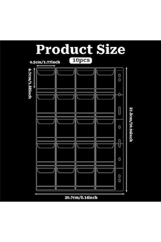 Anjiexun Madeni Para Albümü Koleksiyon Kolleksiyon Kılıfları İçin 9 Delikli Madeni Para Koleksiyon Sayfaları Şeffaf
