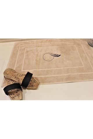 50X70 Paspas Açık Kahve Jakarlı Nakışlı Banyo Ayak Paspası Kahverengi