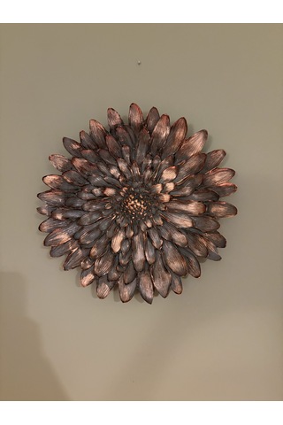 Dekoratif Çiçek Tabak / Sunumluk Haki & Altın Yaldız Eskitme 28 Cm