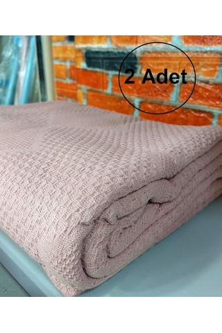 2adet Şaheser %100pamuk Çift Kişilik Pike 240x220 Tek Pike -pudra Pudra