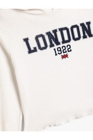 Koton Kapşonlu Sweatshirt Şehir Baskılı Pamuklu Beyaz 5wkg10211ak Beyaz