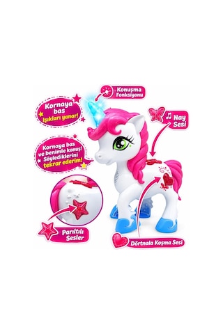 Işıklı Ve Sesli Konuşan Oyuncak Unicorn At 25 Cm - Ses Tekrar Özellikli Eğitici Eğlenceli Peri Atı