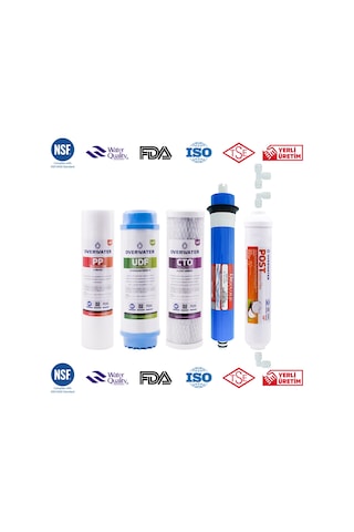 OverWater Açık Kasa Su Arıtma Cihazı 5 Li Filtresi Seti 5 Aşamalı Özel Sarım Membran Filtre