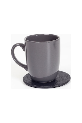 Turgut Office Deri Oval Bardak Altlığı 1 Adet Antrasit