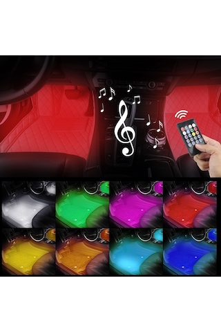 48 Led Araç İçi Ayak Altı Led Işık Kumandalı Müziğe Duyarlı Çakmaklık Girişli Çok Renkli Araç İçi Aydınlatma 1 Adet