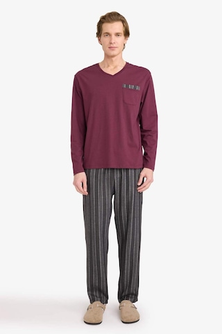 Defacto Regular Fit Çizgili Uzun Kollu 2li Flanel Takım G8179ax26spbr170 Bordo-br170