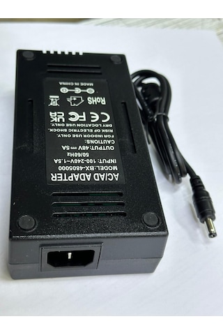 48 Volt 5 Amper Adaptör 48 Volt 5 Amper 5.5 Mm 2.5 Mm Adaptör Siyah