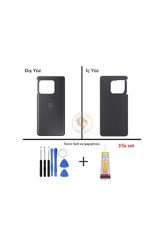 One Plus Vida Seti + Yapıs Tırıcı One Plus 10 Pro Siyah Yapıs Tırıcı B-7000 Yapıştırıcı Vida Seti Arka Kapak Arka Cam Batarya Kapağı Lazer Kesim Kapak Pil Kapağı Back Cover Çok Renkli