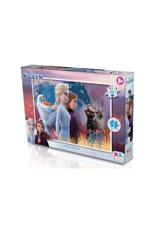 Ks Games 50 Parçalı Kız Çocuk Frozen Lisanslı Kutulu Puzzle - Frz709 Standart