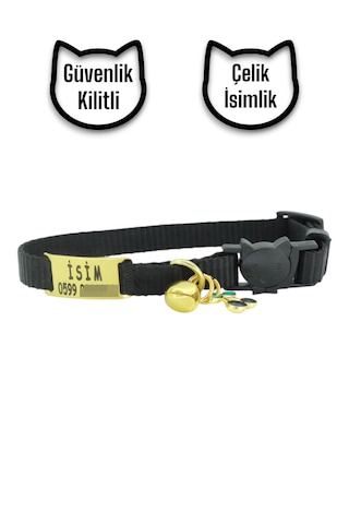 İsimli, Güvenlik Kilitli Kedi Tasması- , İsimlikli Tasma Dz Sykm