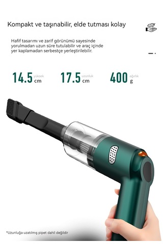 Taşınabilir Araç Akülü Mini Elektrikli Süpürge-yeşil